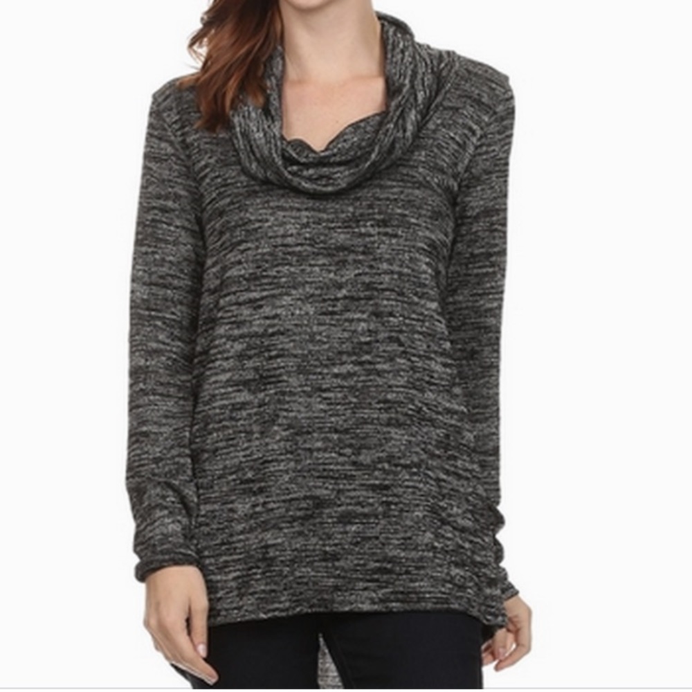 Gray/ Black cowl neck top